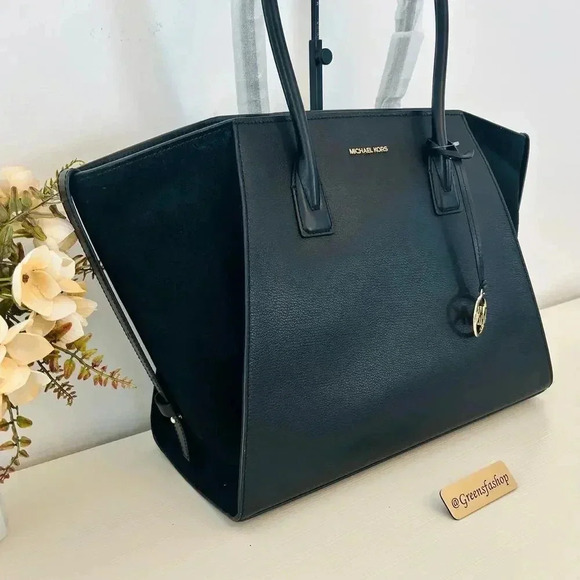 Michael Kors Purse & Wallet Avril Extra-Large Leather and Suede Tote Bag Black - Picture 4 of 12